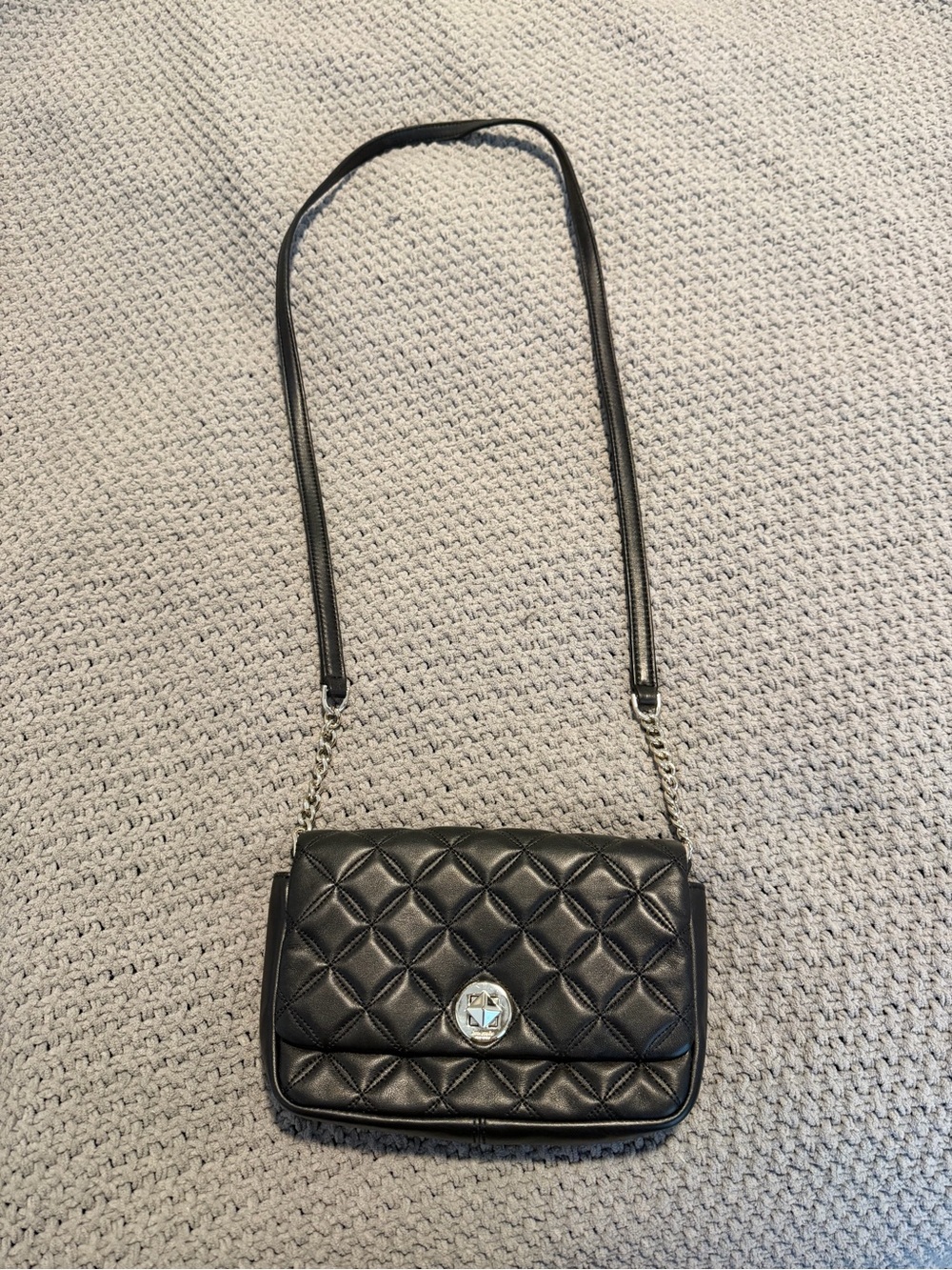 kate spade Black Quilted Crossbody with Chain Strap